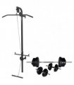 vidaXL Wall-mounted Power Tower with Barbell and Dumbbell Set 60.5 kg