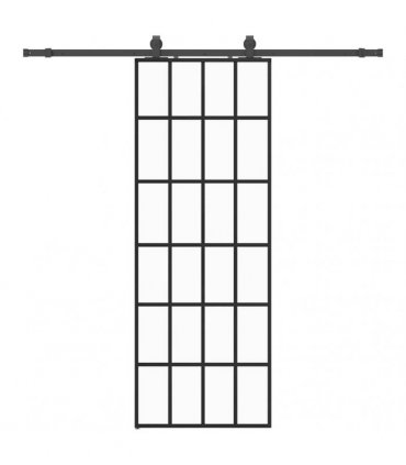 vidaXL Sliding Door with Hardware Set Black 76x205 cm ESG Glass