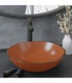 vidaXL Bathroom Sink with Tap and Push Drain Brown Tempered Glass