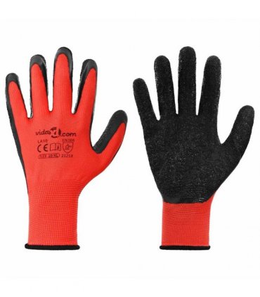 vidaXL Work Gloves 12 pcs Red and Black 10 / XL Latex Coating