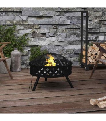 vidaXL Fire Pit with Poker 58 cm XXL Steel