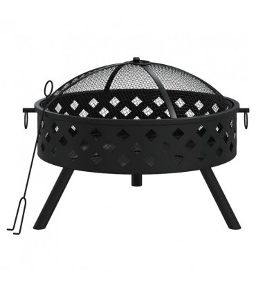 vidaXL Fire Pit with Poker 58 cm XXL Steel