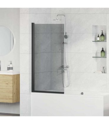 vidaXL Bath Shower Screen Manual Black 68 x 130 cm Tempered Glass