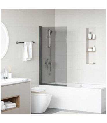 vidaXL Bath Shower Screen Manual Black 68 x 130 cm Tempered Glass