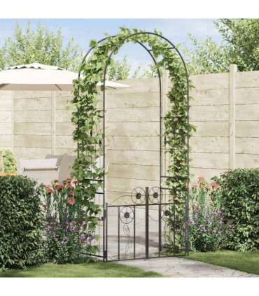 vidaXL Garden Arch with Lock Black 102 x 50 x 218 cm