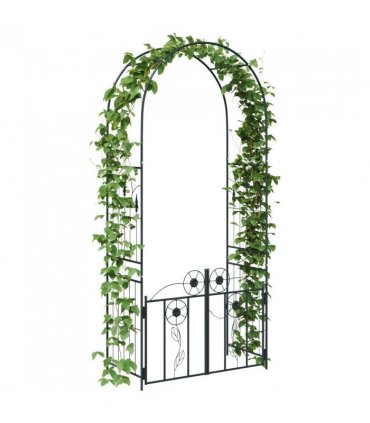 vidaXL Garden Arch with Lock Black 102 x 50 x 218 cm
