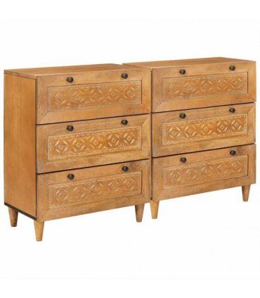 vidaXL Sideboard 2 pcs Brown 60 x 33 x 75 cm Solid mango wood