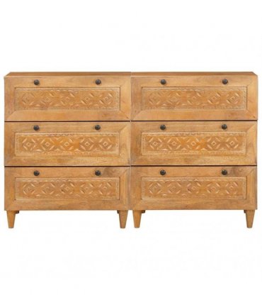 vidaXL Sideboard 2 pcs Brown 60 x 33 x 75 cm Solid mango wood