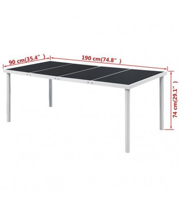 vidaXL Garden Table 190x90x74 cm Black Steel