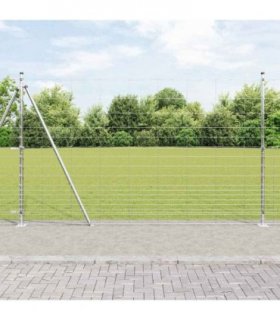 vidaXL Welded Wire Fence with Concrete Base 50 x 1.5 m Silver Mesh