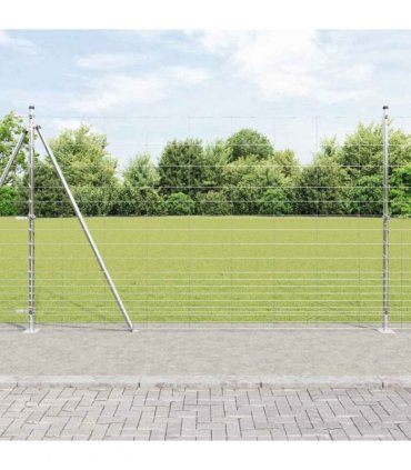 vidaXL Welded Wire Fence with Concrete Base 50 x 1.5 m Silver Mesh