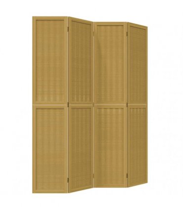 vidaXL Room Divider 4 Panels Brown Solid Wood Paulownia