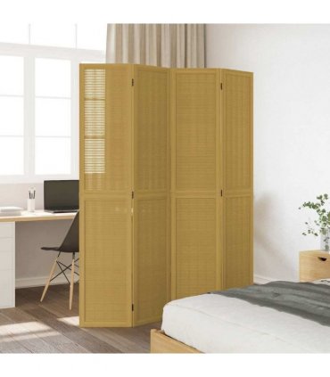 vidaXL Room Divider 4 Panels Brown Solid Wood Paulownia