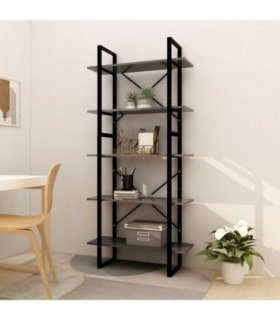 vidaXL 5-Tier Book Cabinet Grey 80x30x175 cm Engineered Wood