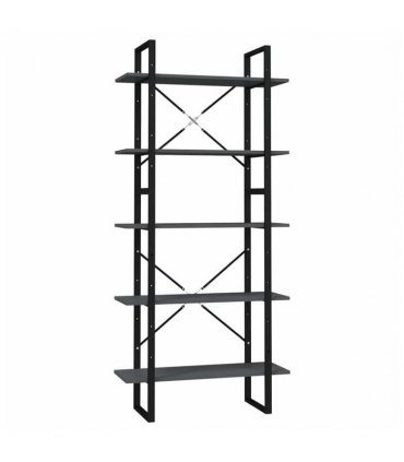 vidaXL 5-Tier Book Cabinet Grey 80x30x175 cm Engineered Wood