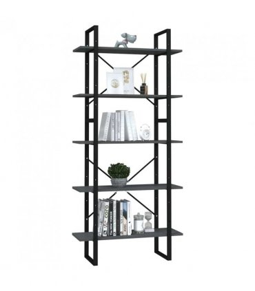 vidaXL 5-Tier Book Cabinet Grey 80x30x175 cm Engineered Wood