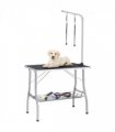 vidaXL Adjustable Dog Grooming Table with 2 Loops and Basket