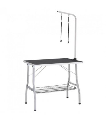 vidaXL Adjustable Dog Grooming Table with 2 Loops and Basket
