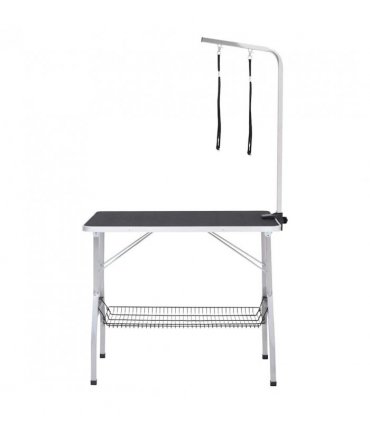 vidaXL Adjustable Dog Grooming Table with 2 Loops and Basket