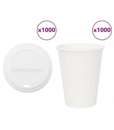 vidaXL Paper Coffee Cups with Lids 1000 pcs 12oz 300ml