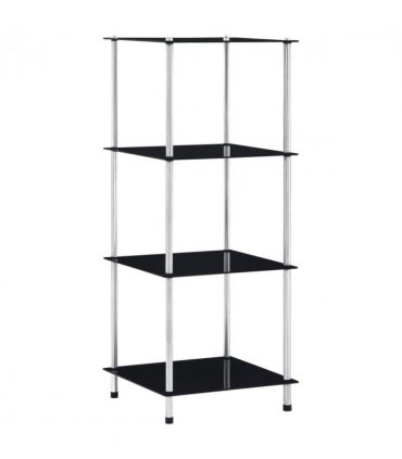 vidaXL Shelf | Black | Tempered glass, stainless steel frame | 40x40x100 cm