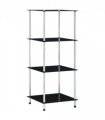 vidaXL Shelf | Black | Tempered glass, stainless steel frame | 40x40x100 cm