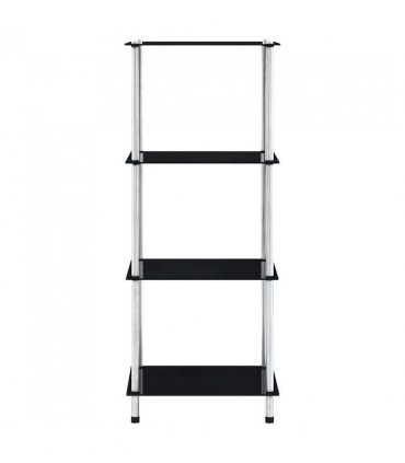 vidaXL Shelf | Black | Tempered glass, stainless steel frame | 40x40x100 cm