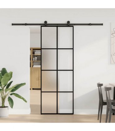 vidaXL Sliding Door with Hardware Set 76x205 cm ESG Glass&Aluminium
