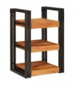 vidaXL Bedside Table Brown and Black 38 x 33 x 58 cm Solid Wood Acacia
