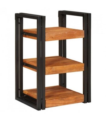 vidaXL Bedside Table Brown and Black 38 x 33 x 58 cm Solid Wood Acacia