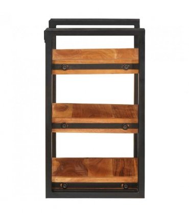 vidaXL Bedside Table Brown and Black 38 x 33 x 58 cm Solid Wood Acacia