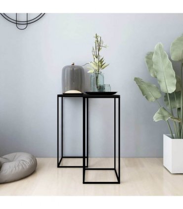 vidaXL Side Tables 2 pcs Black Steel