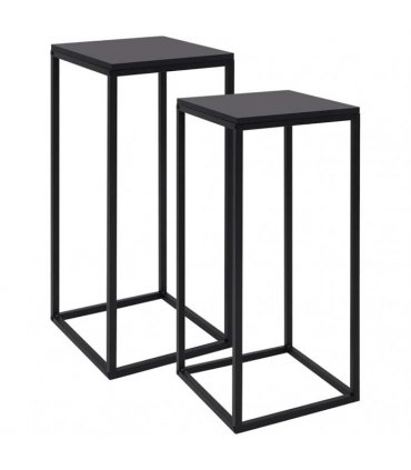 vidaXL Side Tables 2 pcs Black Steel