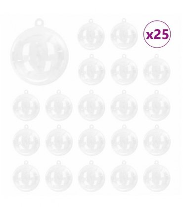 vidaXL Christmas Bauble Set 25 pcs Transparent Ø 10 cm Plastic