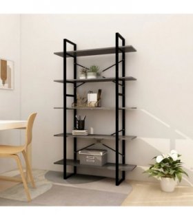 vidaXL 5-Tier Book Cabinet Grey 100x30x175 cm Pinewood