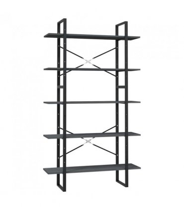 vidaXL 5-Tier Book Cabinet Grey 100x30x175 cm Pinewood
