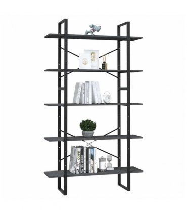 vidaXL 5-Tier Book Cabinet Grey 100x30x175 cm Pinewood
