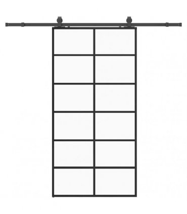 vidaXL Sliding Door with Hardware Set Black 102x205 cm ESG Glass