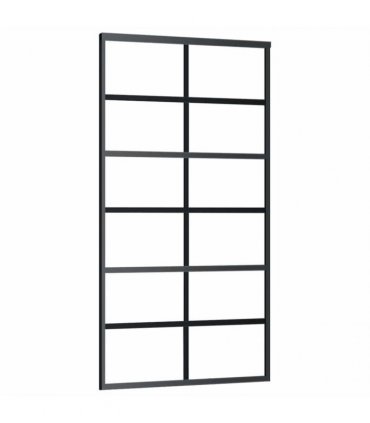 vidaXL Sliding Door with Hardware Set Black 102x205 cm ESG Glass