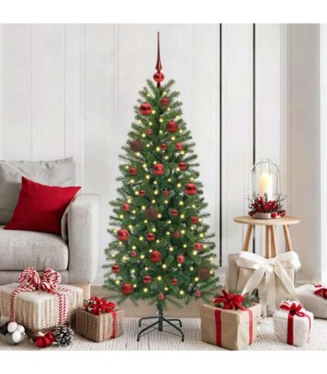 vidaXL Christmas Bauble Set with 150 LEDs 61 pcs Red Plastic