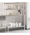 vidaXL Kitchen Work Table with Overshelf 110x55x150 cm Stainless Steel