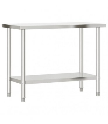 vidaXL Kitchen Work Table with Overshelf 110x55x150 cm Stainless Steel