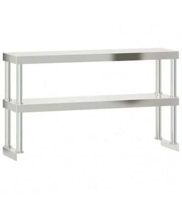vidaXL Kitchen Work Table with Overshelf 110x55x150 cm Stainless Steel