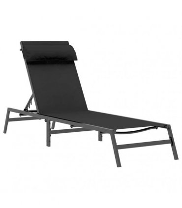 vidaXL Sunloungers 2-person 3 pcs Black and Anthracite Steel