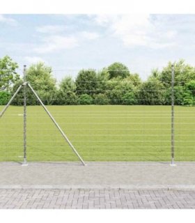 vidaXL Welded Wire Fence with Concrete Base 50 x 1.6 m Silver Mesh