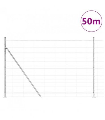 vidaXL Welded Wire Fence with Concrete Base 50 x 1.6 m Silver Mesh