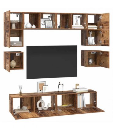 vidaXL TV Cabinet Set Wall-mounted 8 pcs Old Wood Engineered Wood