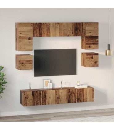 vidaXL TV Cabinet Set Wall-mounted 8 pcs Old Wood Engineered Wood