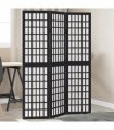vidaXL Room Divider 3 Panels Black Solid Wood Paulownia