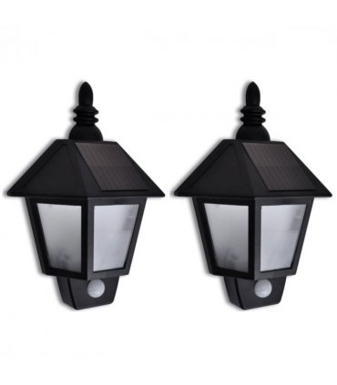 vidaXL Solar Wall Lamp with Motion Sensor 2 pcs